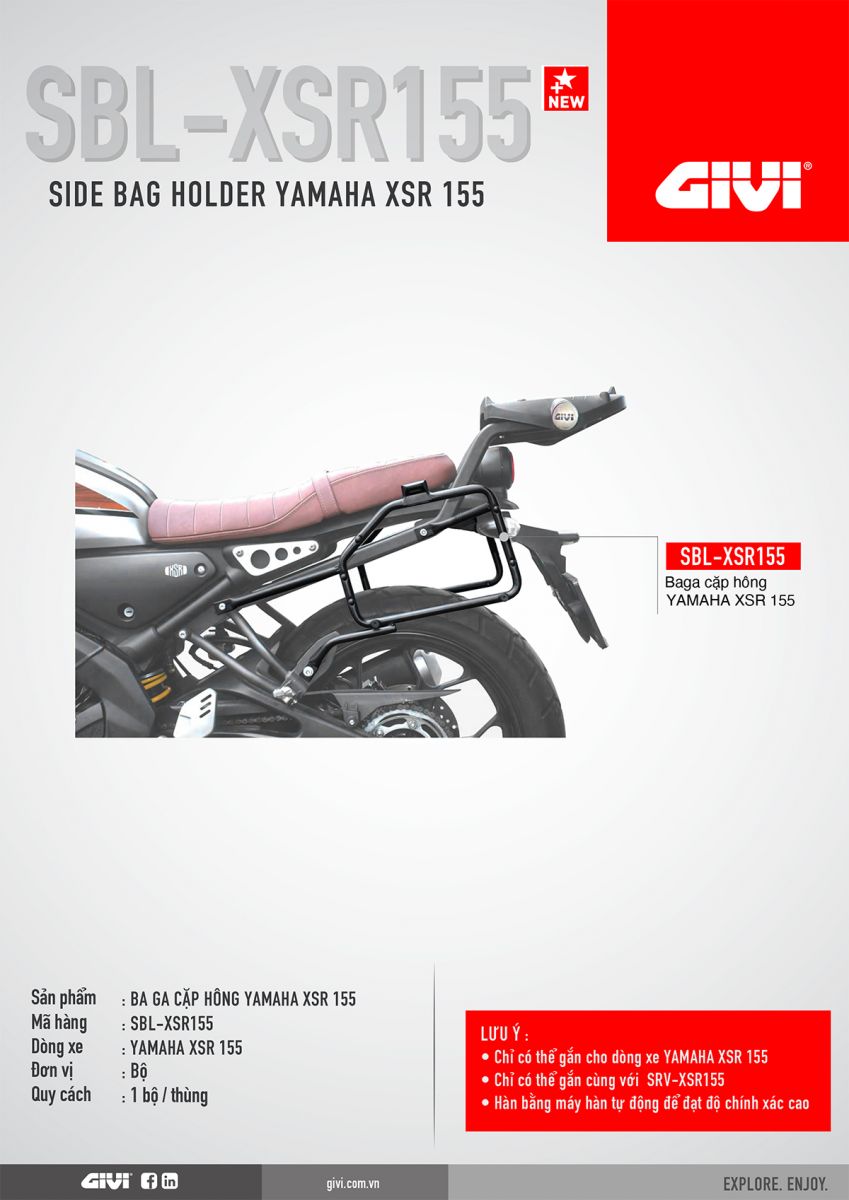 Baga hông Givi cho XSR 155 - SBL XSR 155