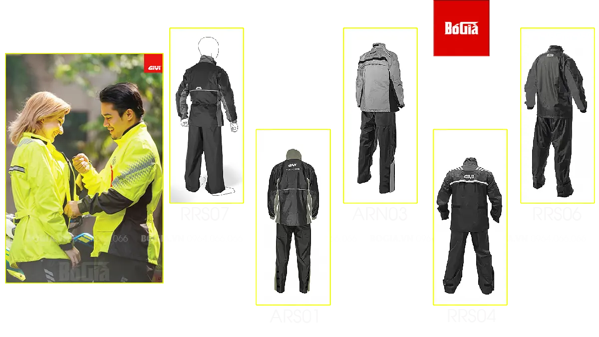 Các mẫu áo mưa bộ Givi RRS006 RRS04 RRS07 ARS01 ARN03