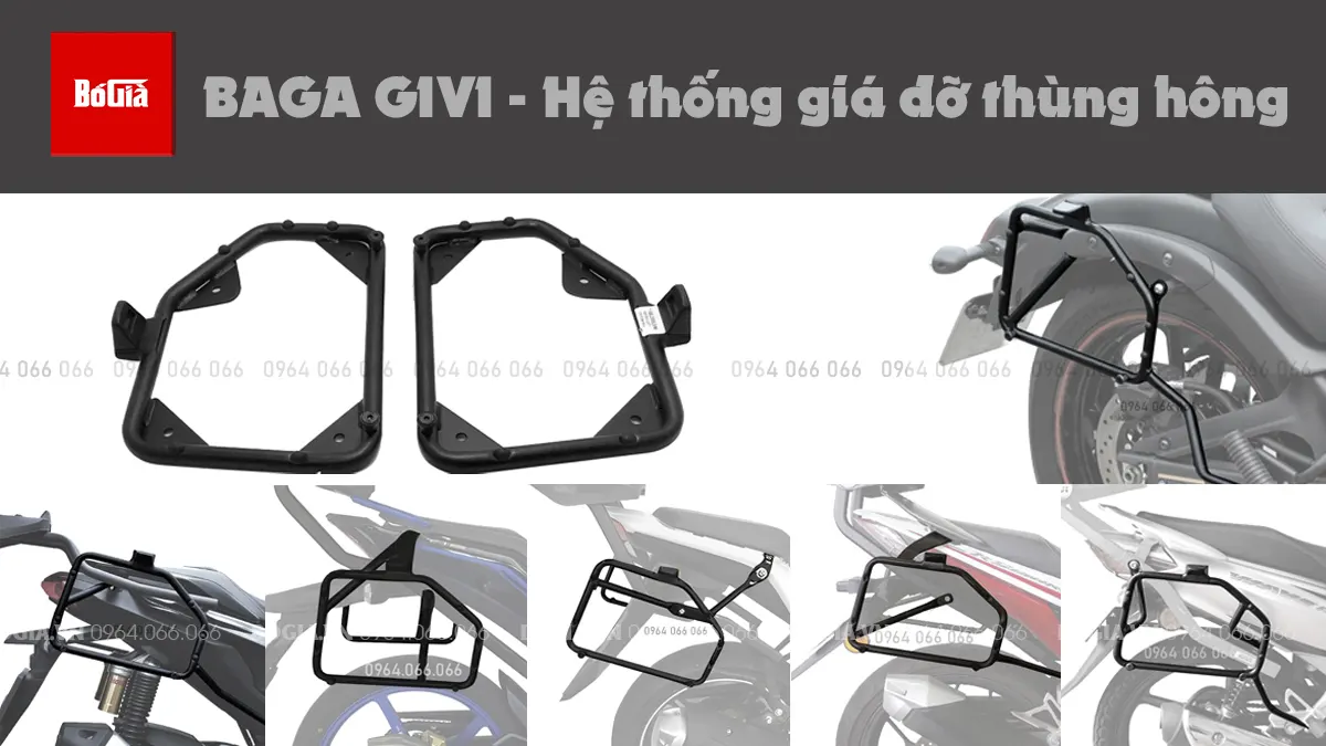Baga hông và pát Givi lắp thùng hông hai bên xe