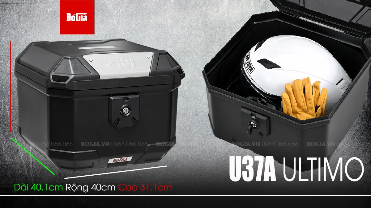 Kích thước thùng sau Givi U37A ULTIMO
